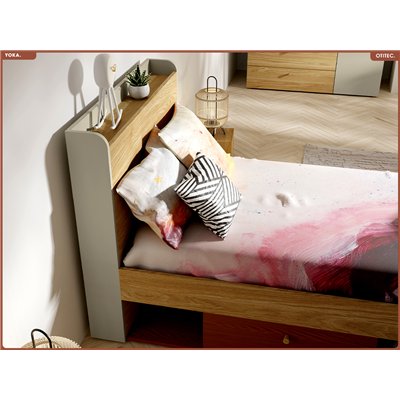 Lit avec rangement - G/D - L.94 x H.93 x P.217 - YOKA