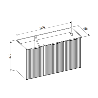Meuble sous vasque de 120 cm - 3 portes - ASTRA