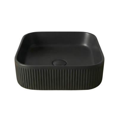 Vasque à poser rectangulaire -47 x 33,5 cm -Noir mat rainurée -NÉRYS