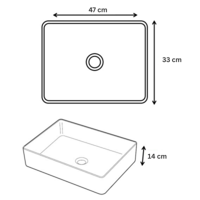 Vasque à poser rectangulaire -47 x 33,5 cm -Noir mat rainurée -NÉRYS