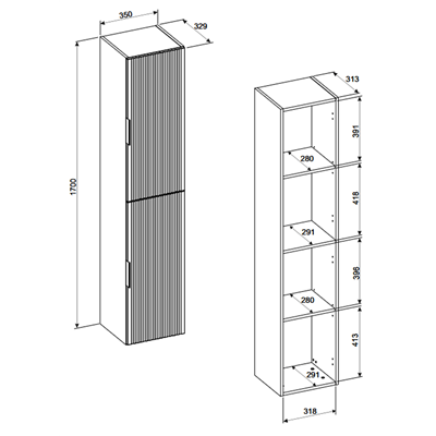 Colonne de salle de bain - 140 cm - Cachemire Mat - 1 porte - ASTRA