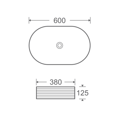 Vasque à poser ovale -60 x 38 cm -Marron et blanc rainuré -MIREA