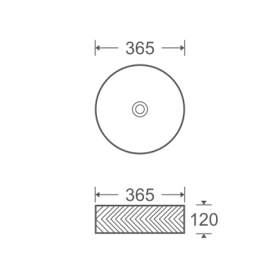 Vasque à poser ronde -36,5 cm -Noir et blanc rainuré -MIREA