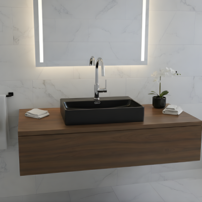 Vasque à poser rectangulaire -60,5 x 41,5 cm -Noir mat -ZAYRA