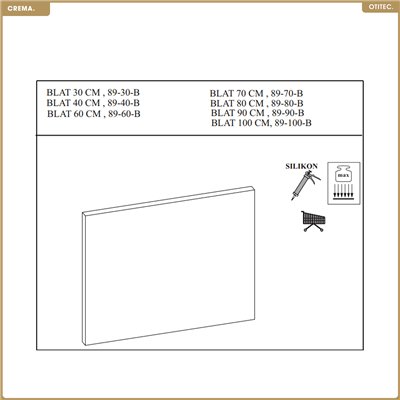 Plan vasque - L.60 x H.2 x P.46,5 cm - CREMA