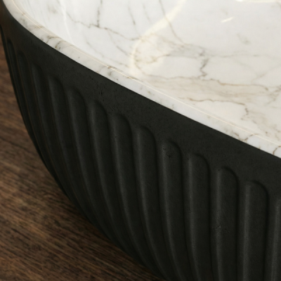 Vasque à poser rectangulaire - 47 x 33,5 cm - Noir et blanc marbré - VELORA