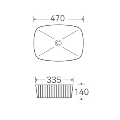 Vasque à poser rectangulaire - 47 x 33,5 cm - Noir et blanc marbré - VELORA