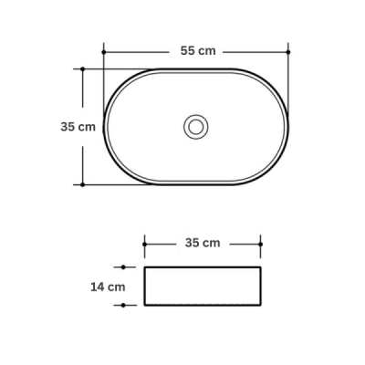 Vasque à poser ovale relief -55 x 35 cm -Blanc mat marbre -SELIA