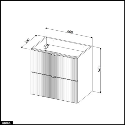 Meuble sous vasque - 60 cm - 2 tiroirs - ROSEAU