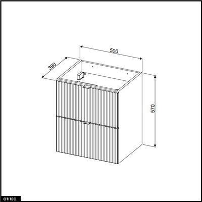 Meuble sous vasque - 50 cm - 2 tiroirs - ROSEAU