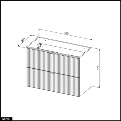 Meuble sous vasque - 80 cm - 2 tiroirs - ROSEAU