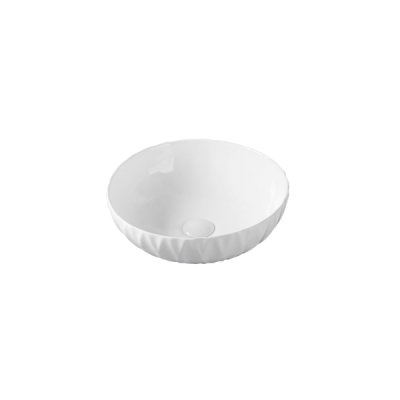 Vasque à poser ronde - 39,5 cm - Blanc brilllant géométrique -GIULIA