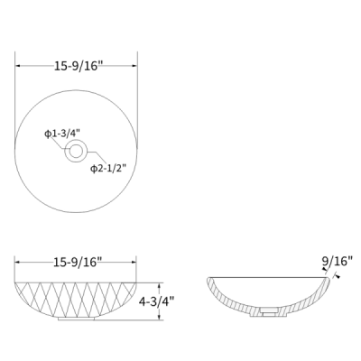 Vasque à poser ronde - 39,5 cm - Blanc brilllant géométrique -GIULIA