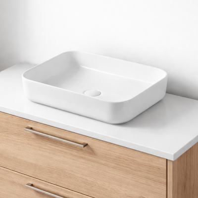 Vasque à poser rectangulaire -50 x 40 cm -Blanc brillant -AURORA