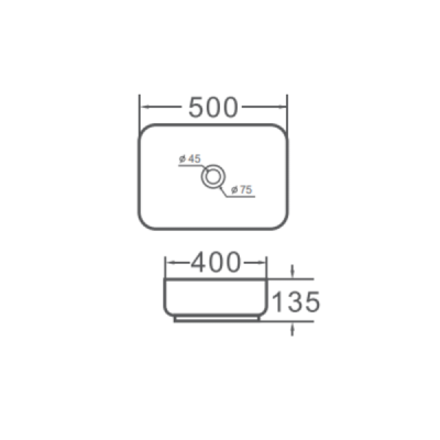 Vasque à poser rectangulaire -50 x 40 cm -Blanc brillant -AURORA