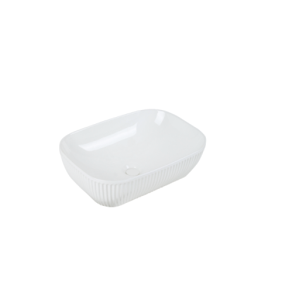 Vasque à poser rectangulaire - 47 x 33,5 cm - Blanc brillant rainurée - VITTORIA