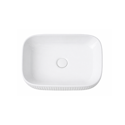Vasque à poser rectangulaire - 47 x 33,5 cm - Blanc brillant rainurée - VITTORIA