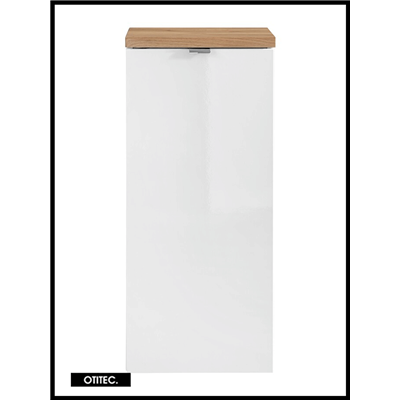Meuble bas de salle de bain - 80 cm - Blanc - 1 porte - LISOA