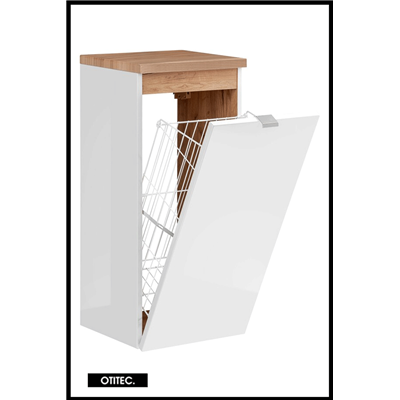 Meuble bas de salle de bain - 80 cm - Blanc - 1 porte - LISOA