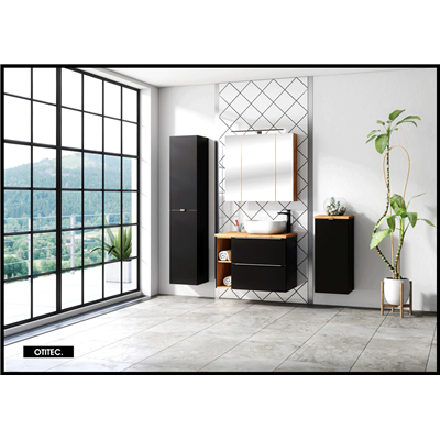 Colonne de salle de bain - 170 cm - Gris - 2 portes - LISOA