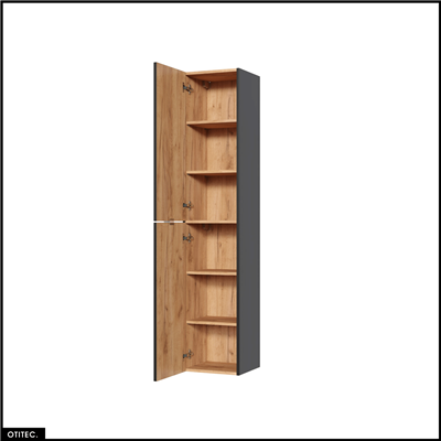 Colonne de salle de bain - 170 cm - Gris - 2 portes - LISOA