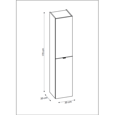 Colonne de salle de bain - 170 cm - Gris - 2 portes - LISOA