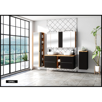 Meuble sous vasque de 60 cm - Noir Mat - 2 tiroirs - LISOA