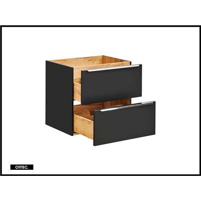 Meuble sous vasque de 60 cm - Noir Mat - 2 tiroirs - LISOA