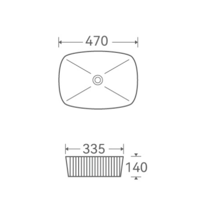 Vasque à poser rectangulaire - 47 x 33,5 cm - Blanc brillant rainurée - VITTORIA