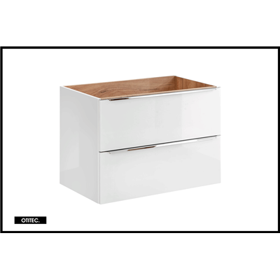 Meuble sous vasque de 80 cm - Blanc - 2 tiroirs - LISOA