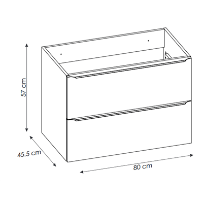 Meuble sous vasque de 80 cm - Blanc - 2 tiroirs - LISOA