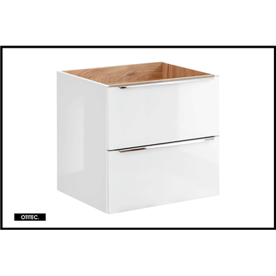 Meuble sous vasque de 60 cm - Blanc - 2 tiroirs - LISOA