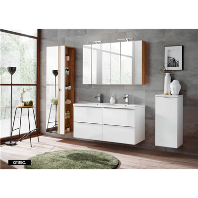 Meuble sous vasque de 60 cm - Blanc - 2 tiroirs - LISOA