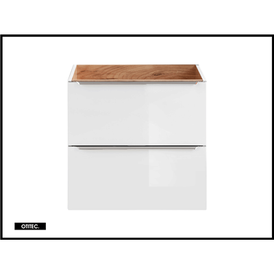 Meuble sous vasque de 60 cm - Blanc - 2 tiroirs - LISOA