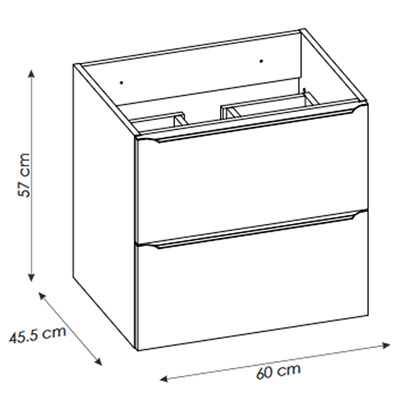 Meuble sous vasque de 60 cm - Blanc - 2 tiroirs - LISOA