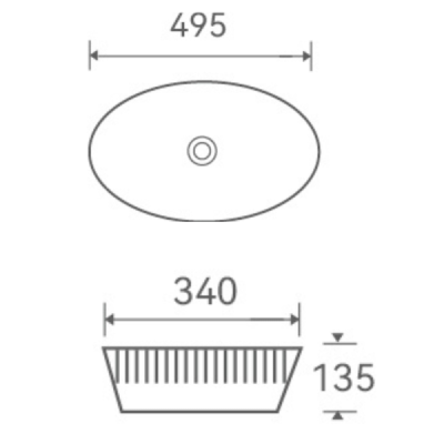 Vasque à poser ovale - 49,5 x 34 cm - Blanc brillant rainurée - ISABELLA