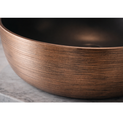 Vasque à poser ronde -41,5 cm -Noir mat et doré texturé -COPRA