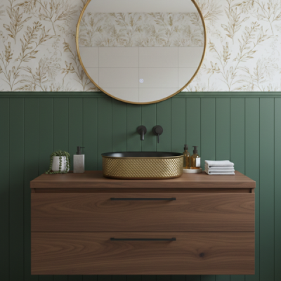 Vasque à poser ovale capsule -50 x 34 cm -Noir mat doré piqué -GOLDI