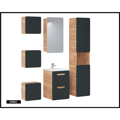 Meuble sous vasque de 40 cm - Gris - 2 tiroirs - PASTI