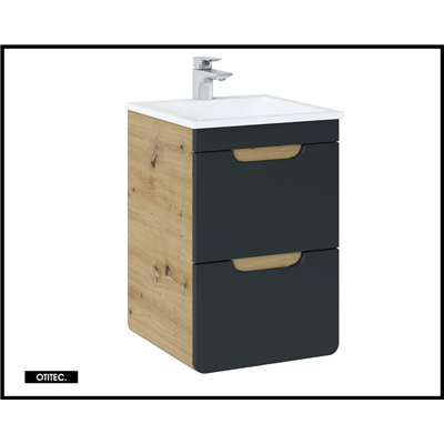 Meuble sous vasque de 40 cm - Gris - 2 tiroirs - PASTI