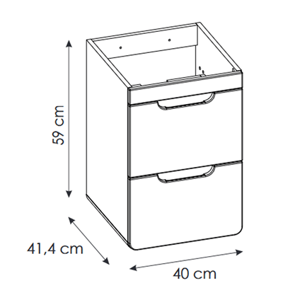 Meuble sous vasque de 40 cm - Gris - 2 tiroirs - PASTI