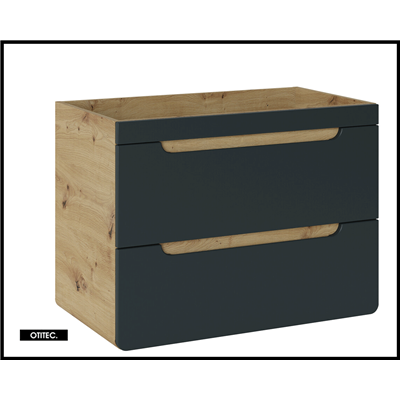 Meuble sous vasque de 80 cm - Gris - 2 tiroirs - PASTI