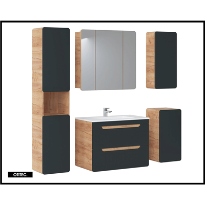 Meuble sous vasque de 80 cm - Gris - 2 tiroirs - PASTI