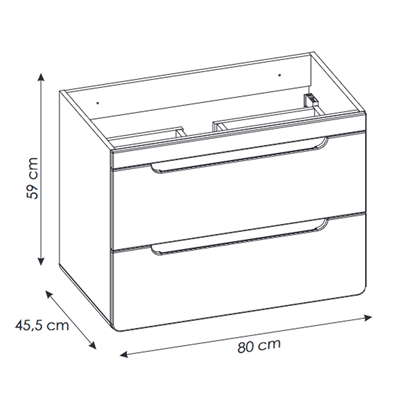 Meuble sous vasque de 80 cm - Gris - 2 tiroirs - PASTI