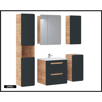 Meuble sous vasque de 60 cm - Gris - 2 tiroirs - PASTI