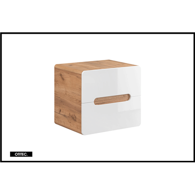 Meuble sous vasque de 60 cm - Blanc - 2 tiroirs - PASTI