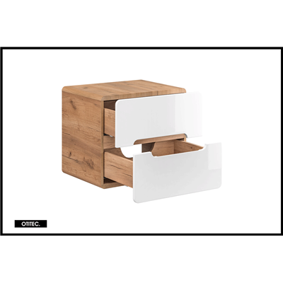 Meuble sous vasque de 60 cm - Blanc - 2 tiroirs - PASTI