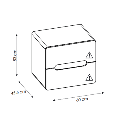 Meuble sous vasque de 60 cm - Blanc - 2 tiroirs - PASTI