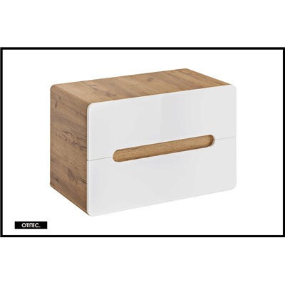 Meuble sous vasque de 80 cm - Blanc - 2 tiroirs - PASTI