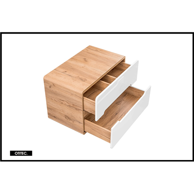 Meuble sous vasque de 80 cm - Blanc - 2 tiroirs - PASTI